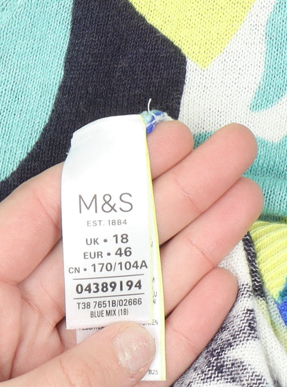 Marks & Spencer Womens Multicoloured Floral V-Neck Blouse Size 18