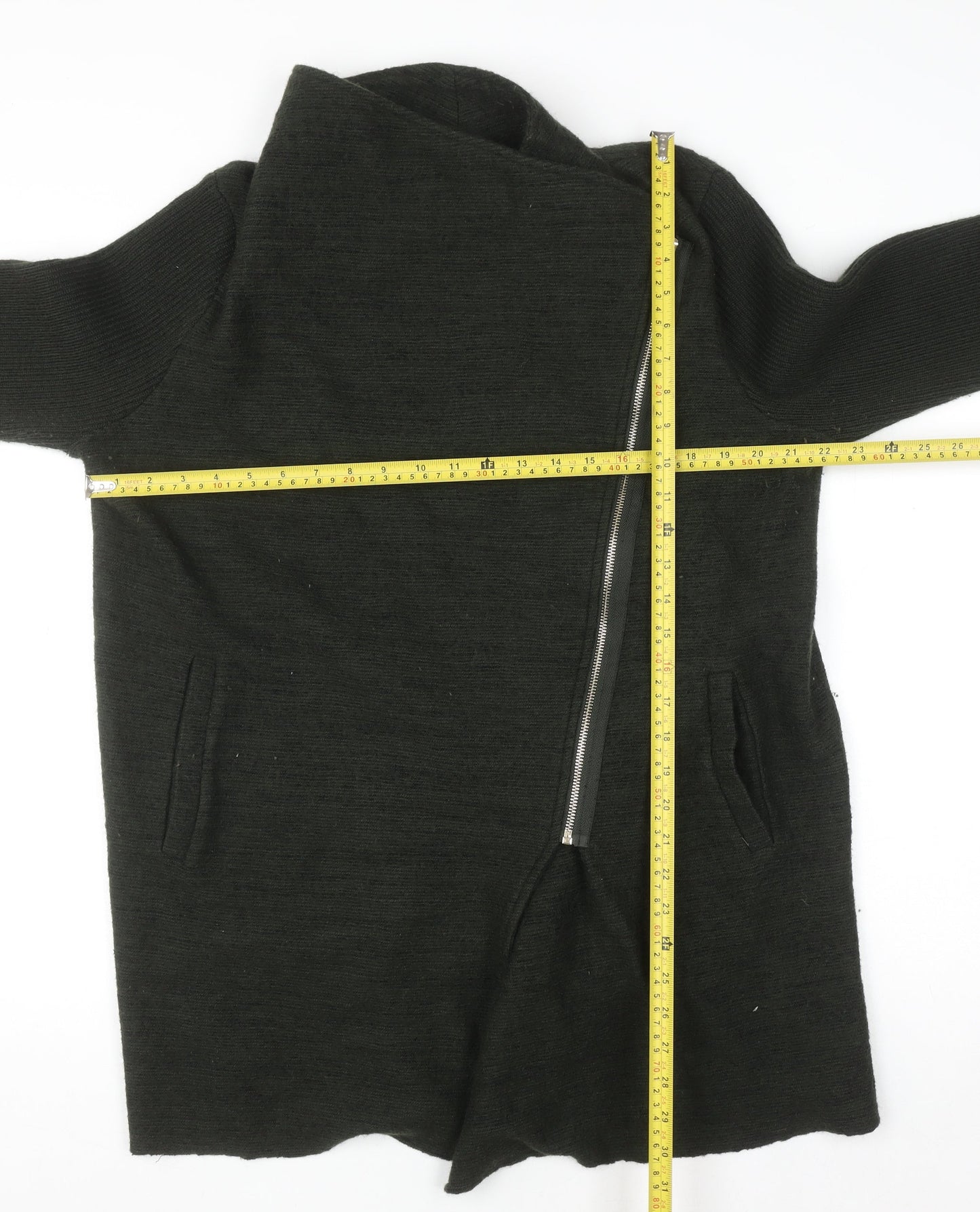 Phase Eight Women Black Wool Blend Zip Up Long Sleeve Jumper UK 14