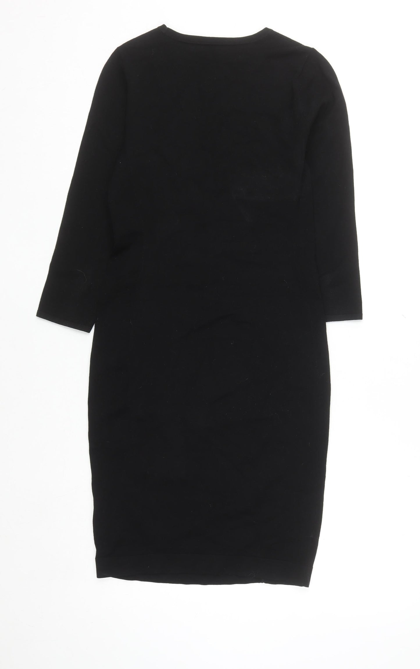 Karen Millen Women’s Black Bodycon Knit Dress Size 6 3/4 Sleeve
