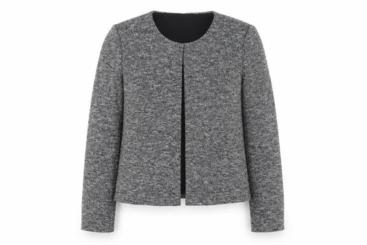 Mango Women Grey Regular Fit Tweed Blazer Jacket Size 8