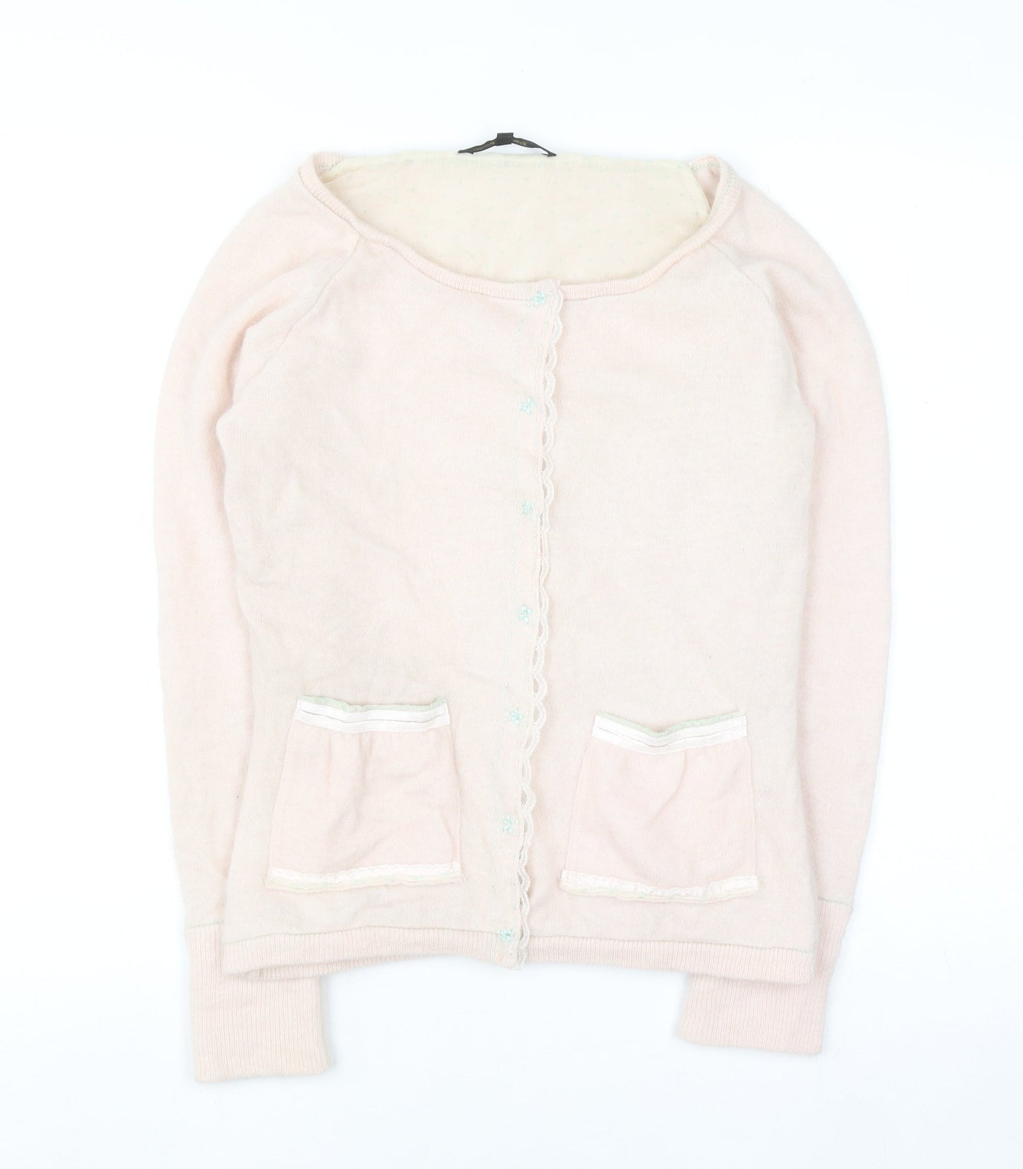 Noa Noa Women Pink Angora Wool Blend Knit Cardigan Size S