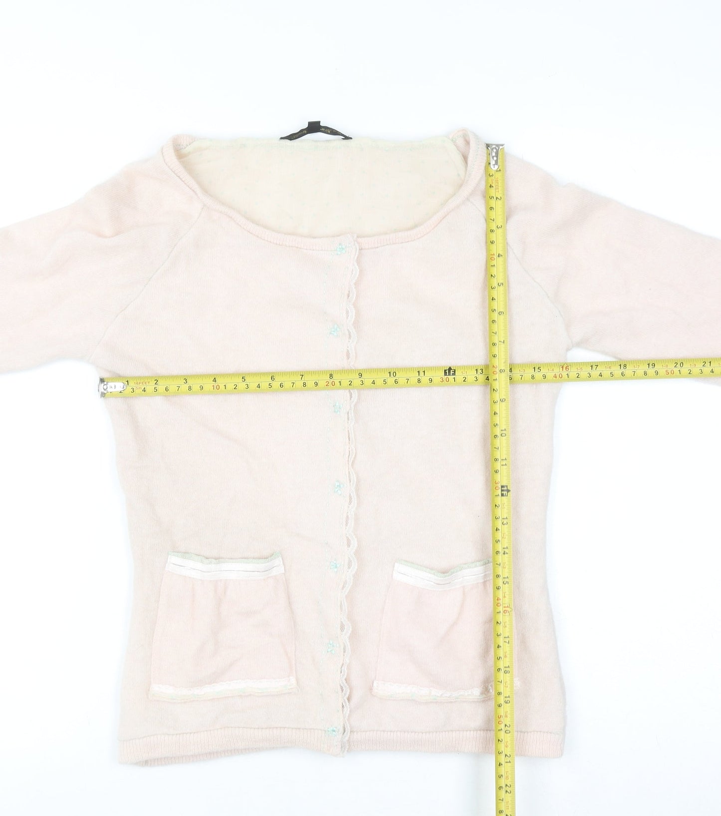 Noa Noa Women Pink Angora Wool Blend Knit Cardigan Size S
