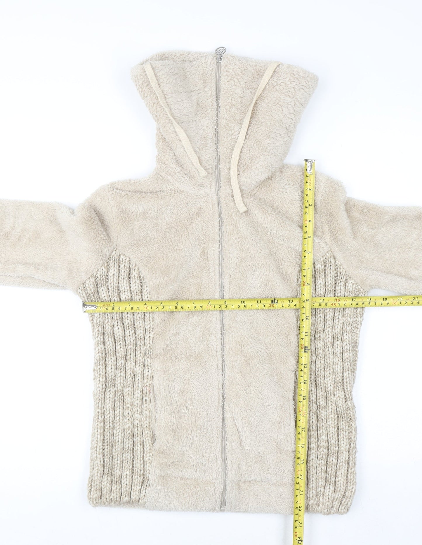 Marks and Spencer Per Una Beige Hooded Fleece Knit Jacket Women’s M