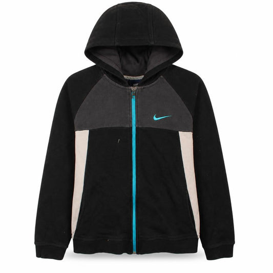 Nike Boys Black Full Zip Hoodie XL 13-15 Years Colourblock Cotton Blend