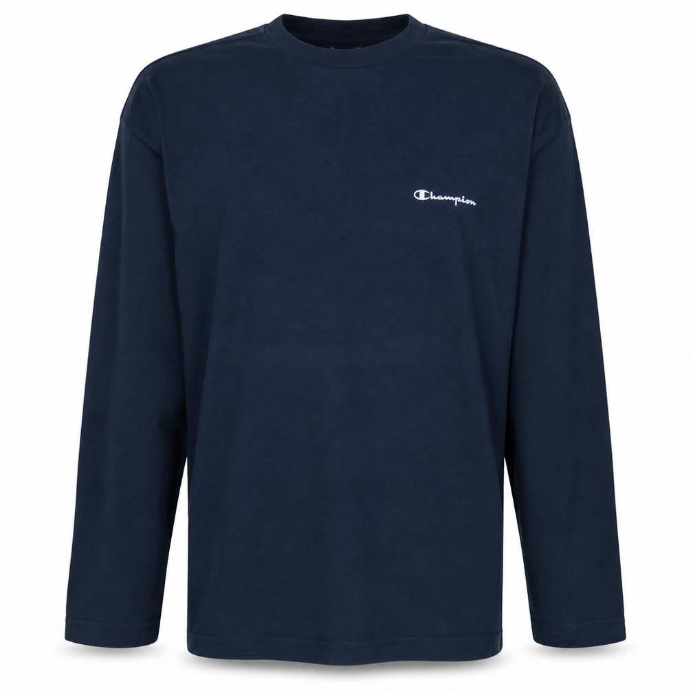 Champion Men's Navy Blue Long Sleeve Crew Neck T-Shirt Size L