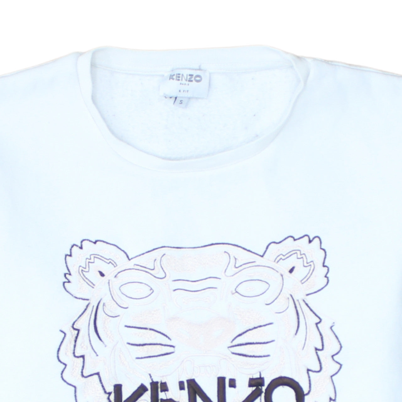 Kenzo Men White Embroidered Tiger Sweatshirt S Regular Fit