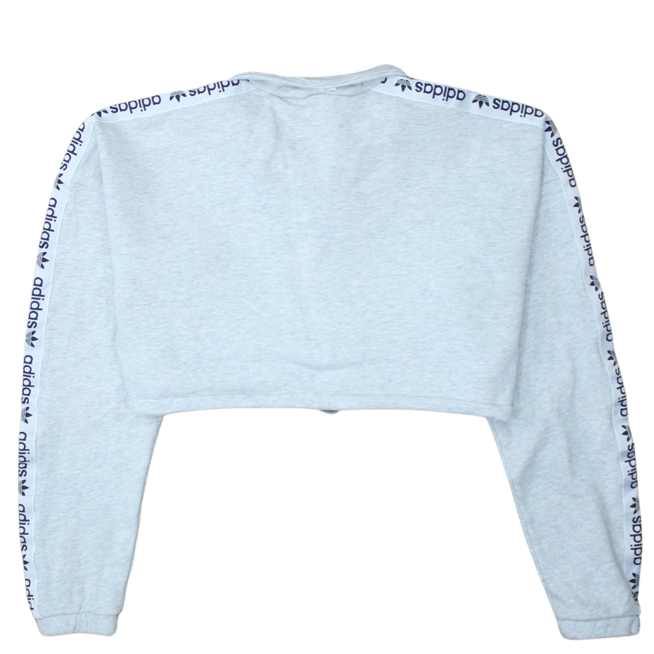 Adidas Women Grey 1/2 Zip Cropped Sweatshirt Size XS Logo Trim