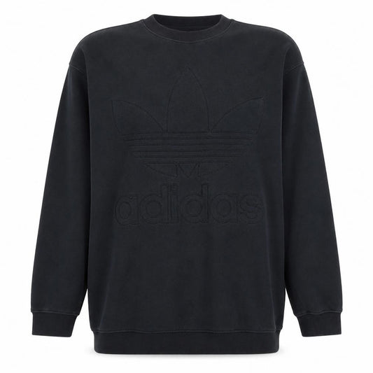 Adidas Women Black Crew Neck Pullover Sweatshirt Size 12 Logo Design