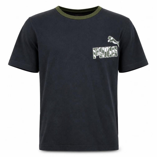 Puma Mens Black Camouflage Logo Crew Neck T-Shirt Size L