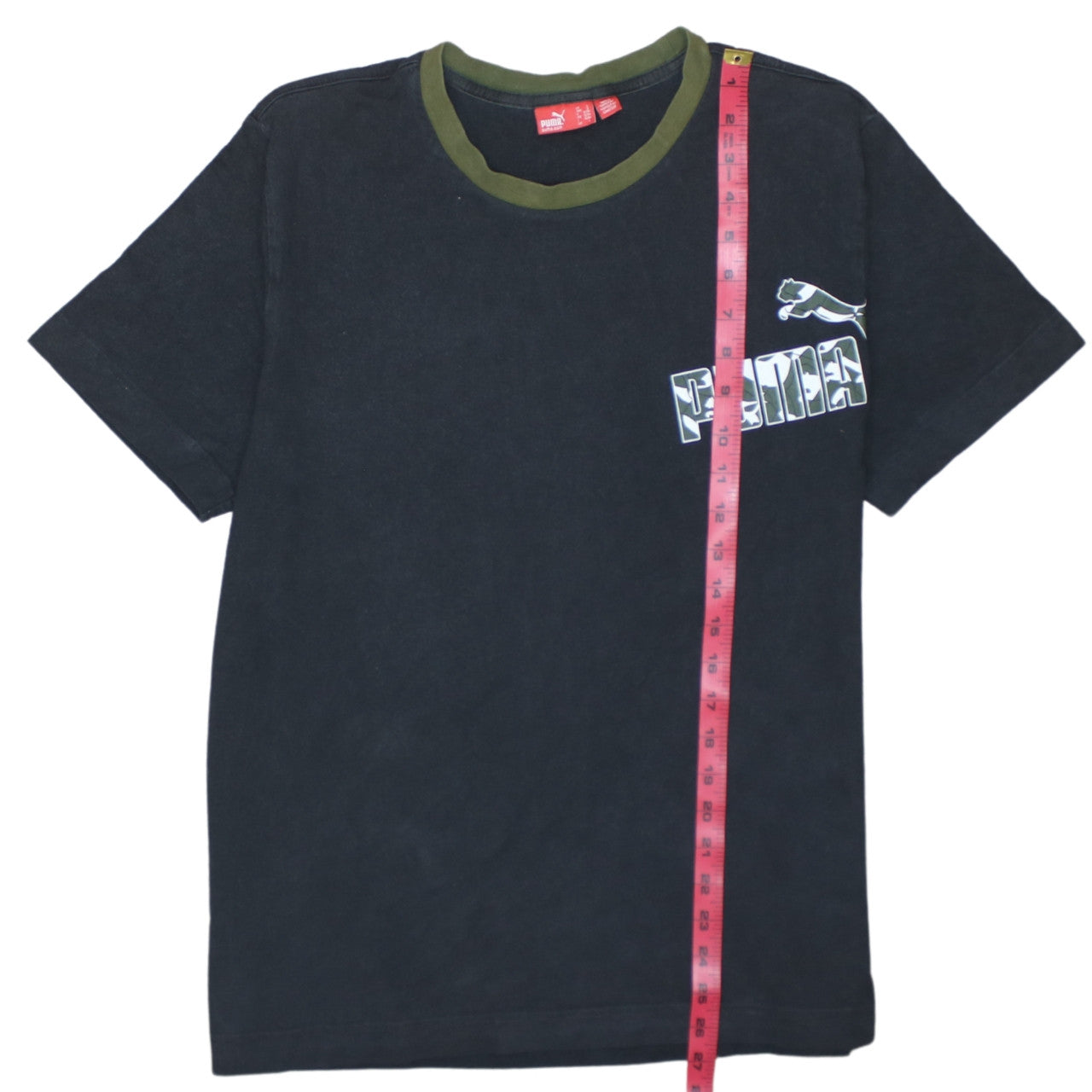 Puma Mens Black Camouflage Logo Crew Neck T-Shirt Size L