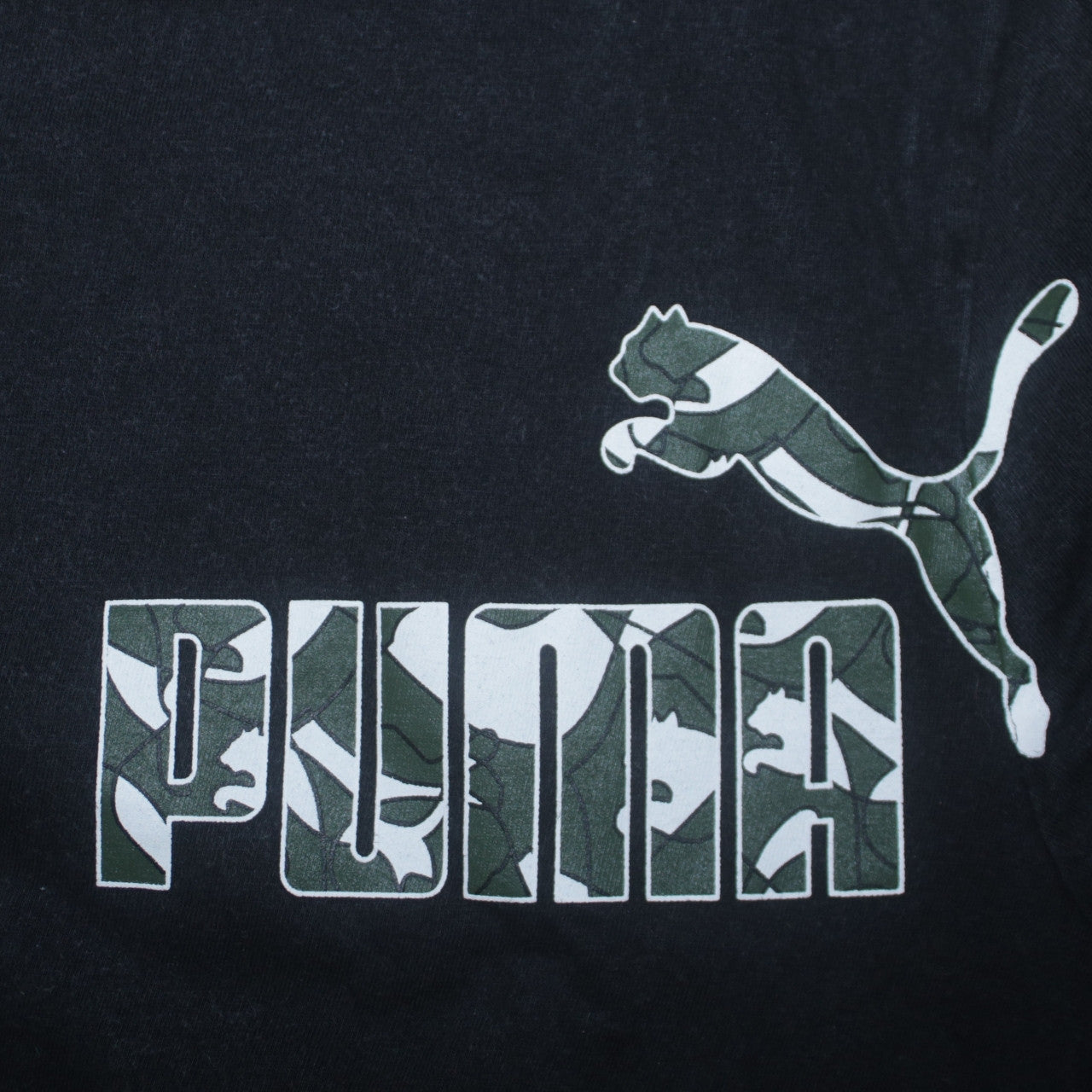 Puma Mens Black Camouflage Logo Crew Neck T-Shirt Size L