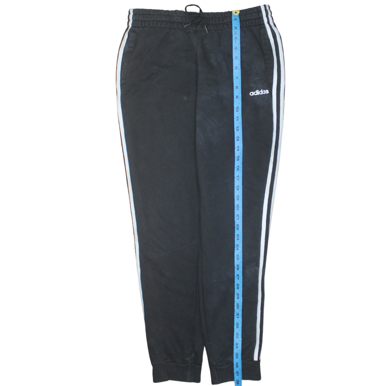 adidas Womens Black L Track Pants Elastic Waist Side Stripe Joggers