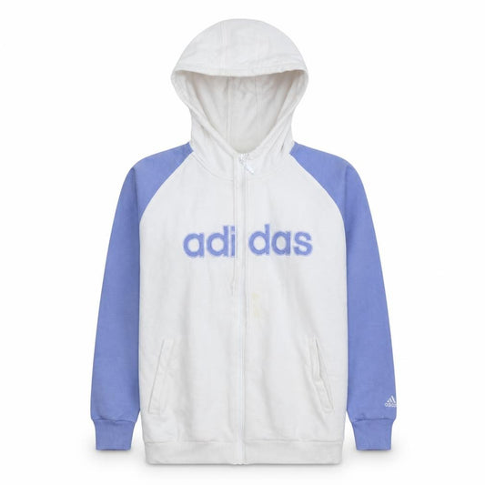 Adidas Women White & Blue Full Zip Hoodie Size 14