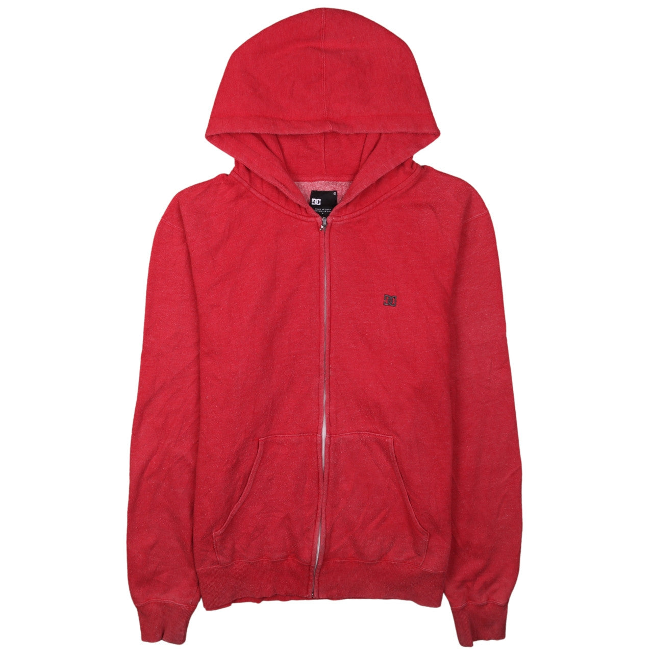 DC Boys Red Full Zip Hoodie Size L Cotton Blend Casual Sweatshirt