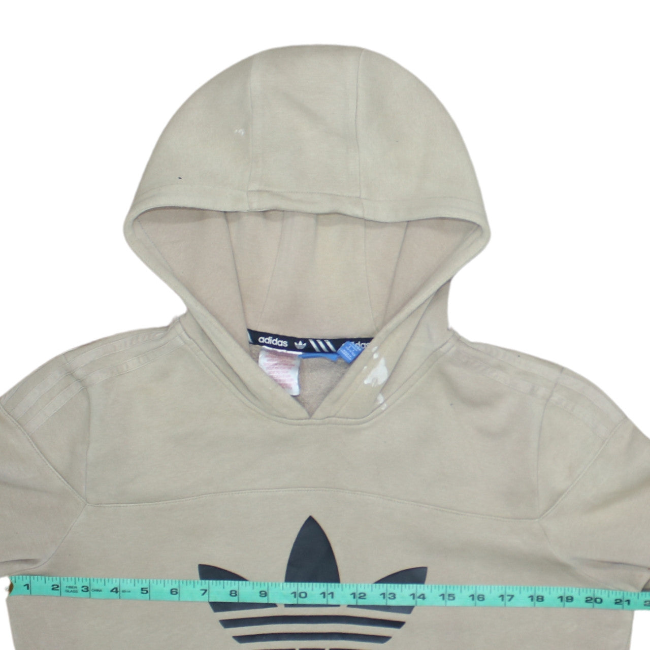 Adidas Boys Beige Hooded Pullover Hoodie XL 15-16 Years Logo Print