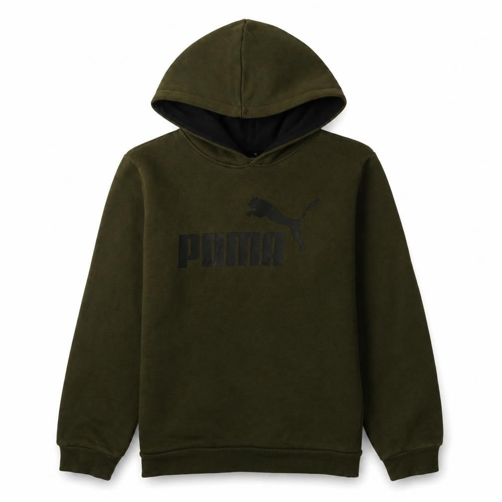 Puma Boys Khaki Green Pullover Hoodie 13-14 Years Logo Sweatshirt