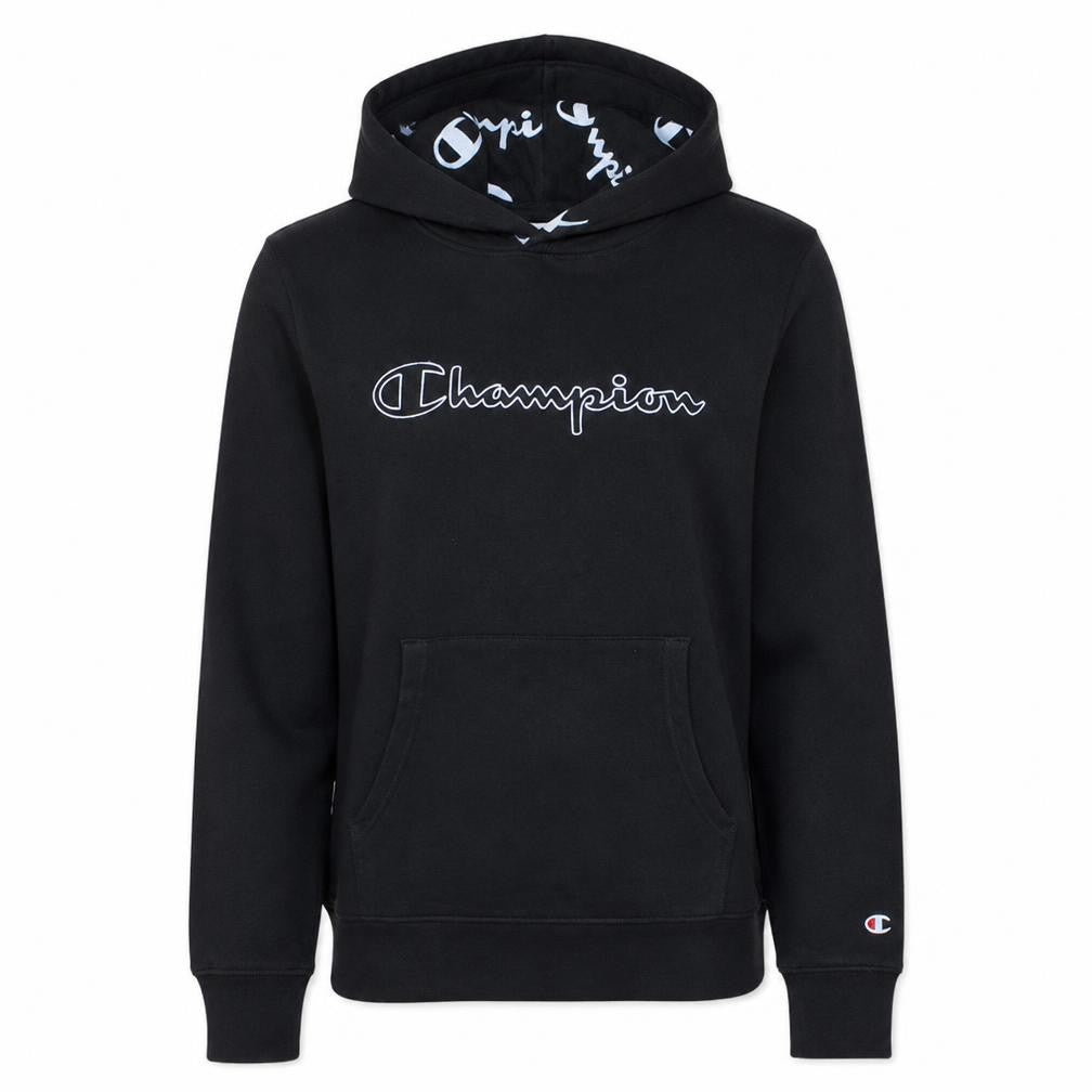 Champion Women's Black Large Pullover Hoodie with Logo Print