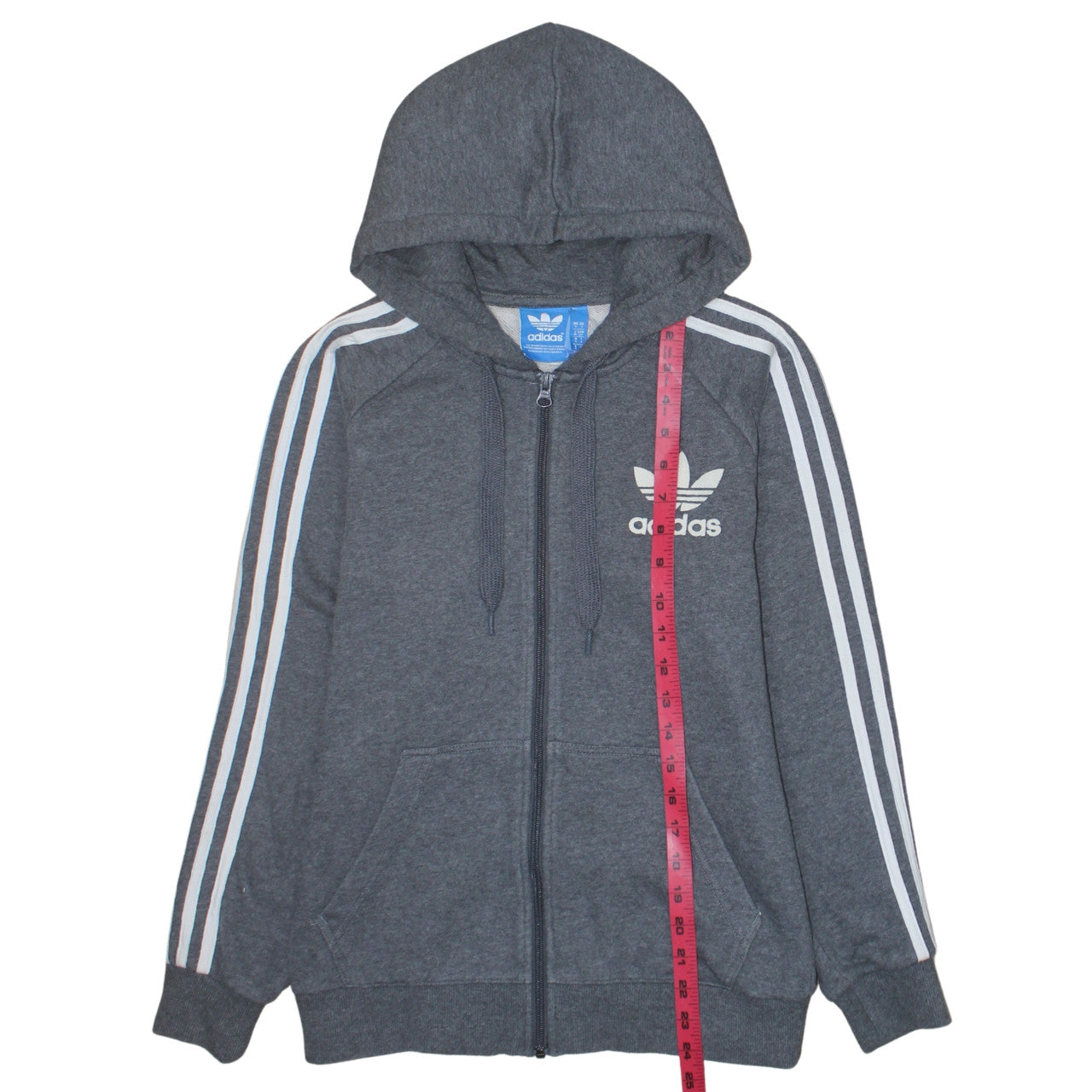 adidas Men's Grey Full Zip Hoodie S Classic 3-Stripes Logo