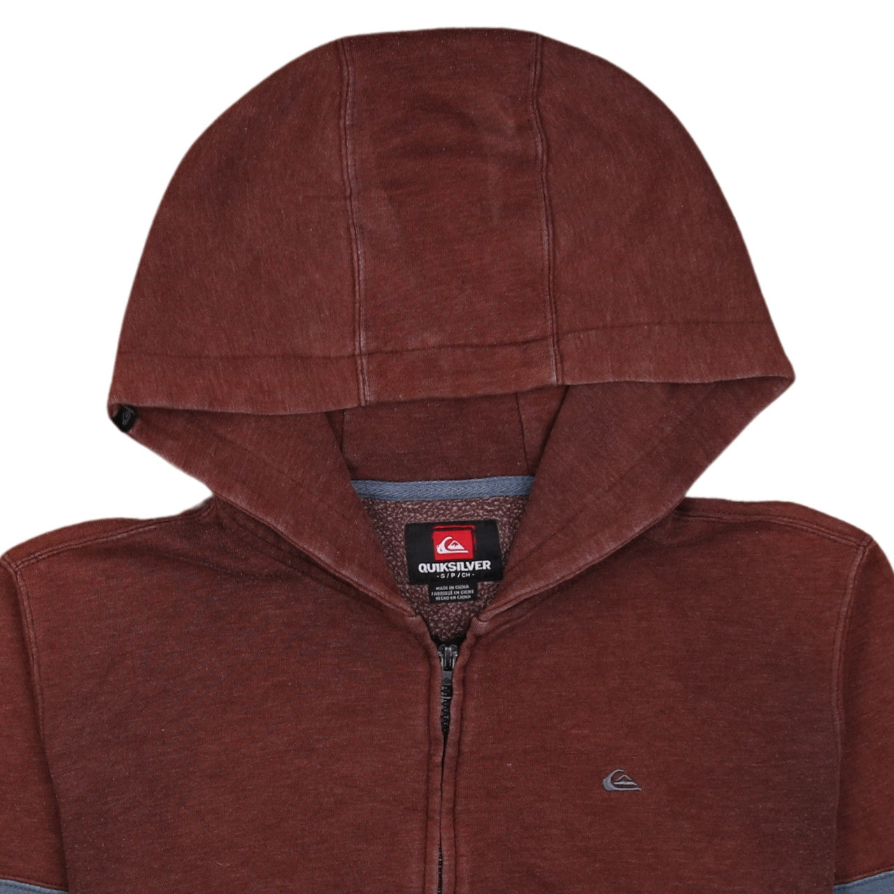 Quiksilver Men's Brown Full Zip Hoodie Size S Fleece Casual