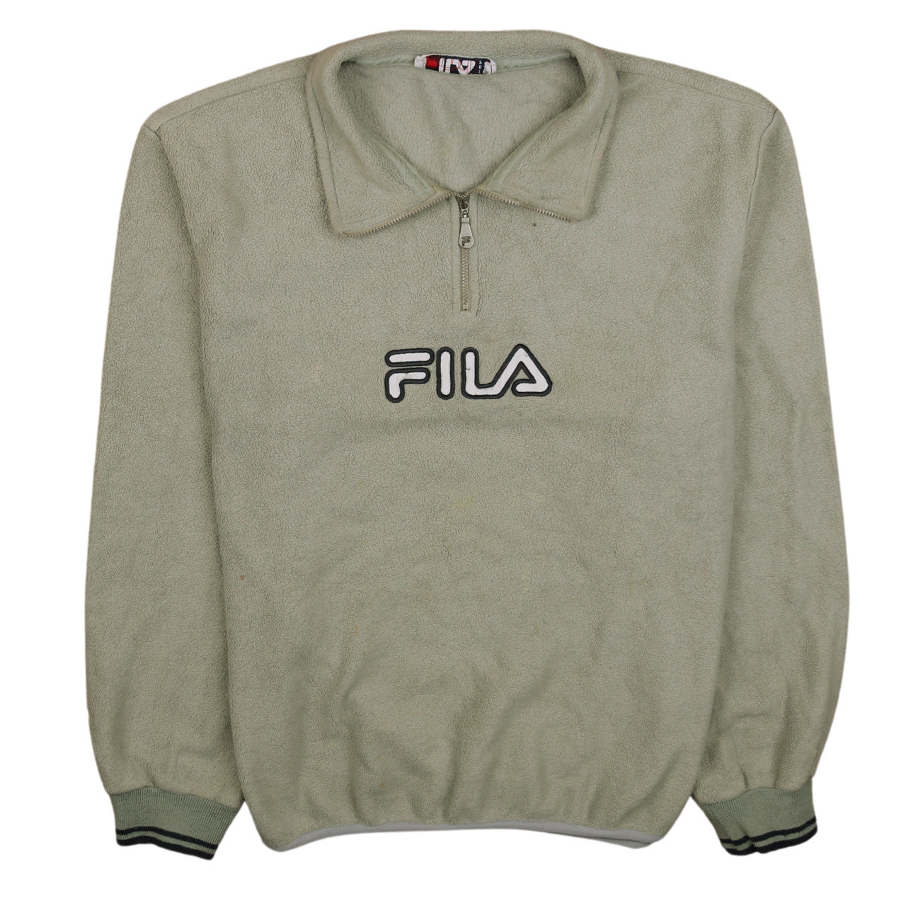 FILA Men’s Green 1/4 Zip Fleece Jacket Size M Retro Sportswear