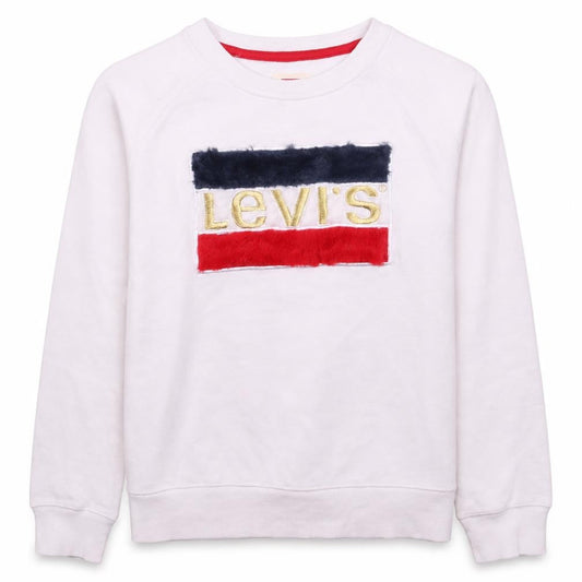 Levi's Girls White XL Pullover Sweatshirt with Logo Embroidery