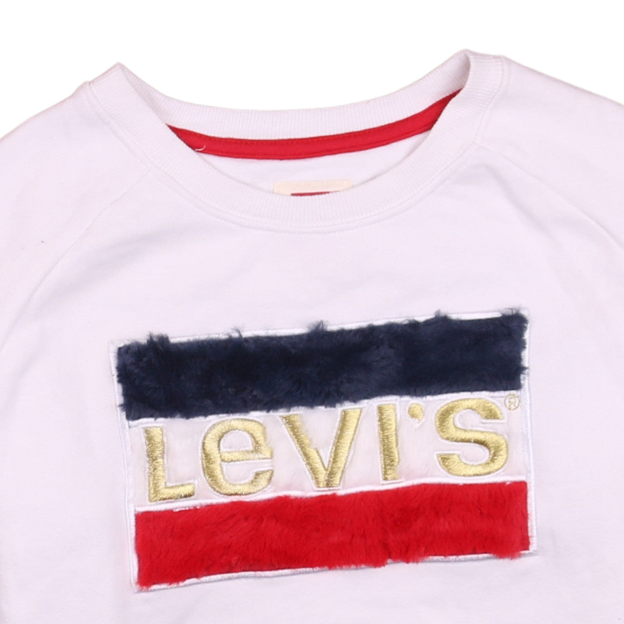Levi's Girls White XL Pullover Sweatshirt with Logo Embroidery
