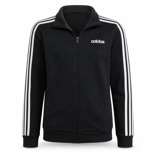 Adidas Men Black Full Zip Sweatshirt S Regular Fit Sports Style