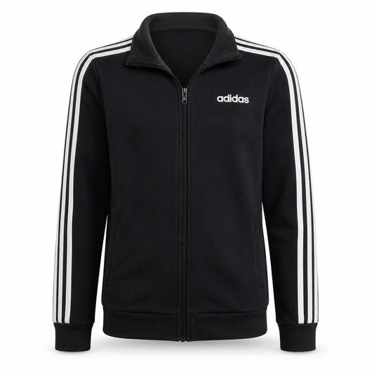 Adidas Men Black Full Zip Sweatshirt S Regular Fit Sports Style