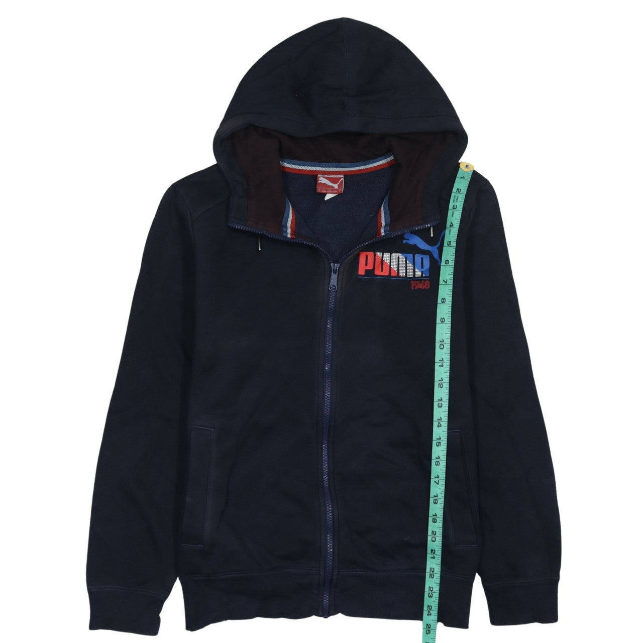 Puma Men's Blue Full Zip Hoodie S Logo Graphic Sweatshirt
