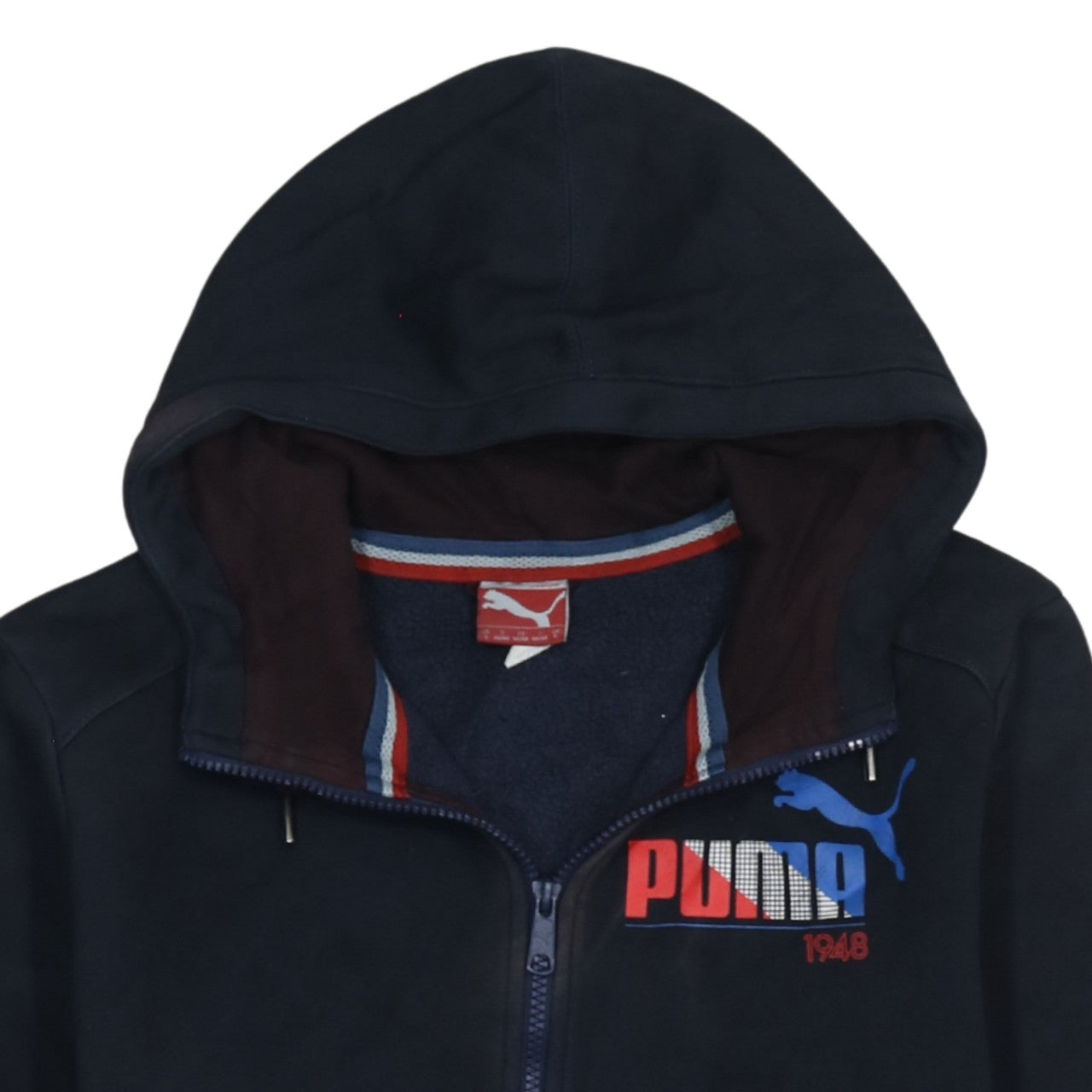 Puma Men's Blue Full Zip Hoodie S Logo Graphic Sweatshirt