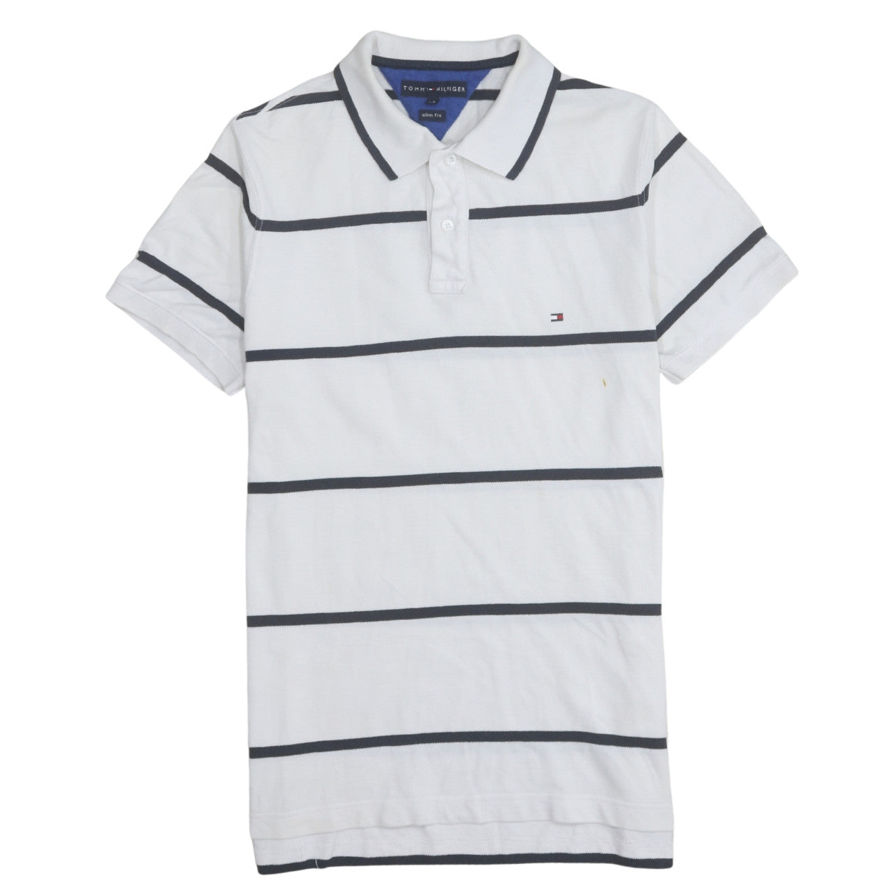 Tommy Hilfiger Men's White Slim Fit Striped Polo Shirt L