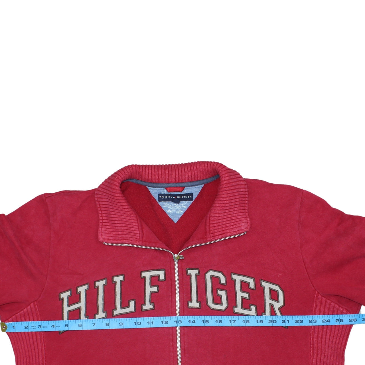 Tommy Hilfiger Men's Red Full Zip Collared Sweatshirt XL