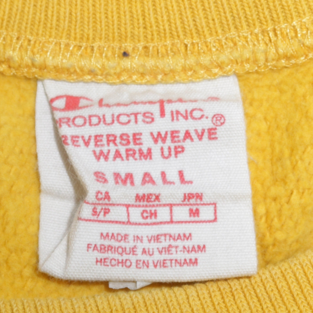 Champion Men's Yellow Reverse Weave Sweatshirt Small Crew Neck Pullover