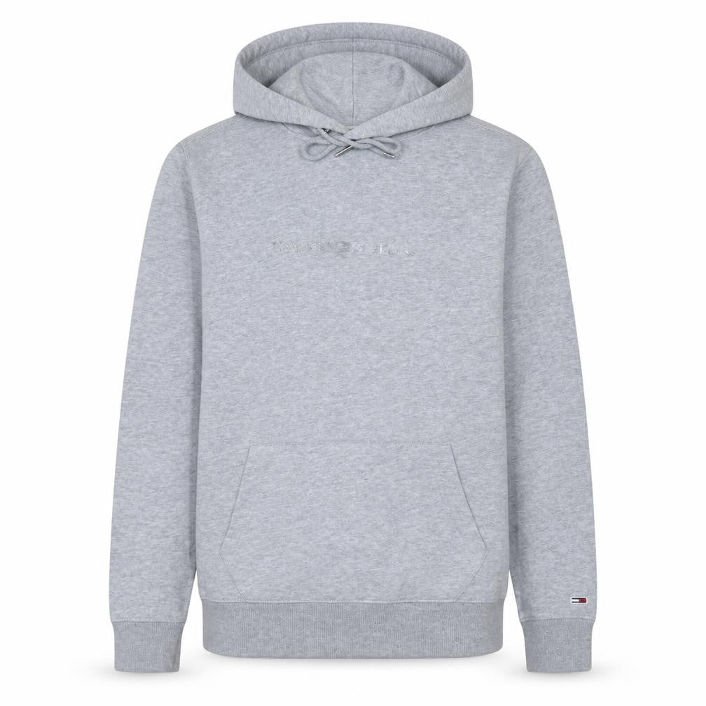 Tommy Jeans Men Grey Pullover Hoodie L Classic Logo Cotton Blend