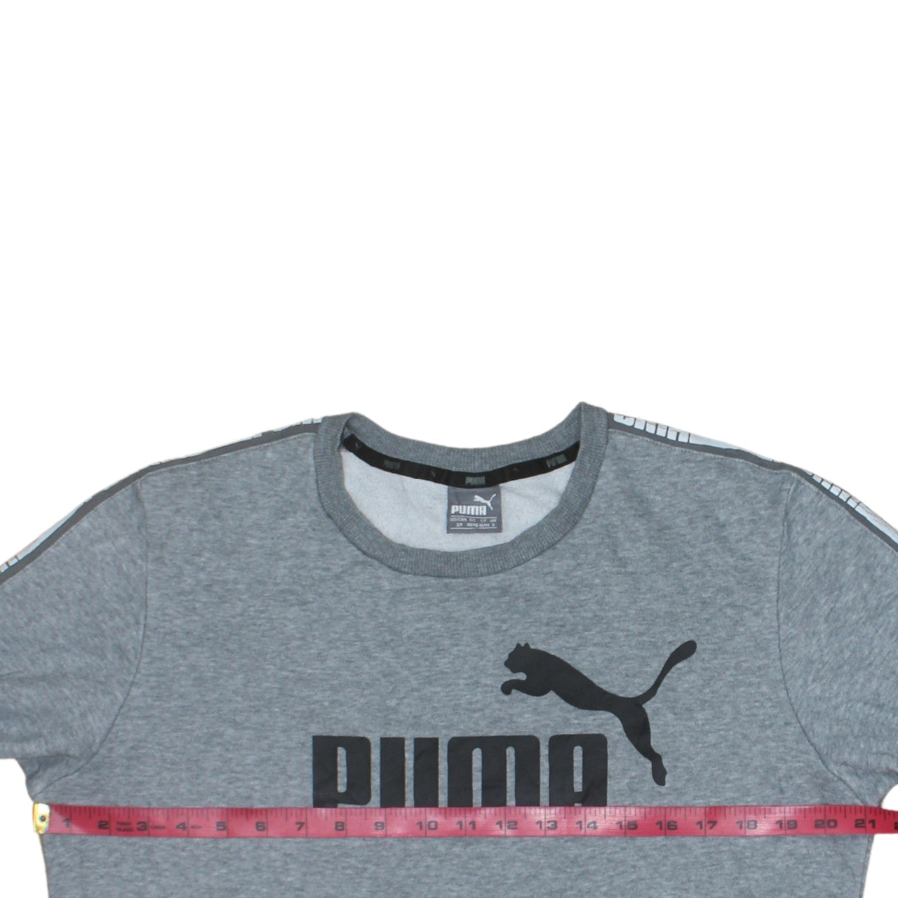Puma Men's Grey Small Logo Sweatshirt Crew Neck Long Sleeve