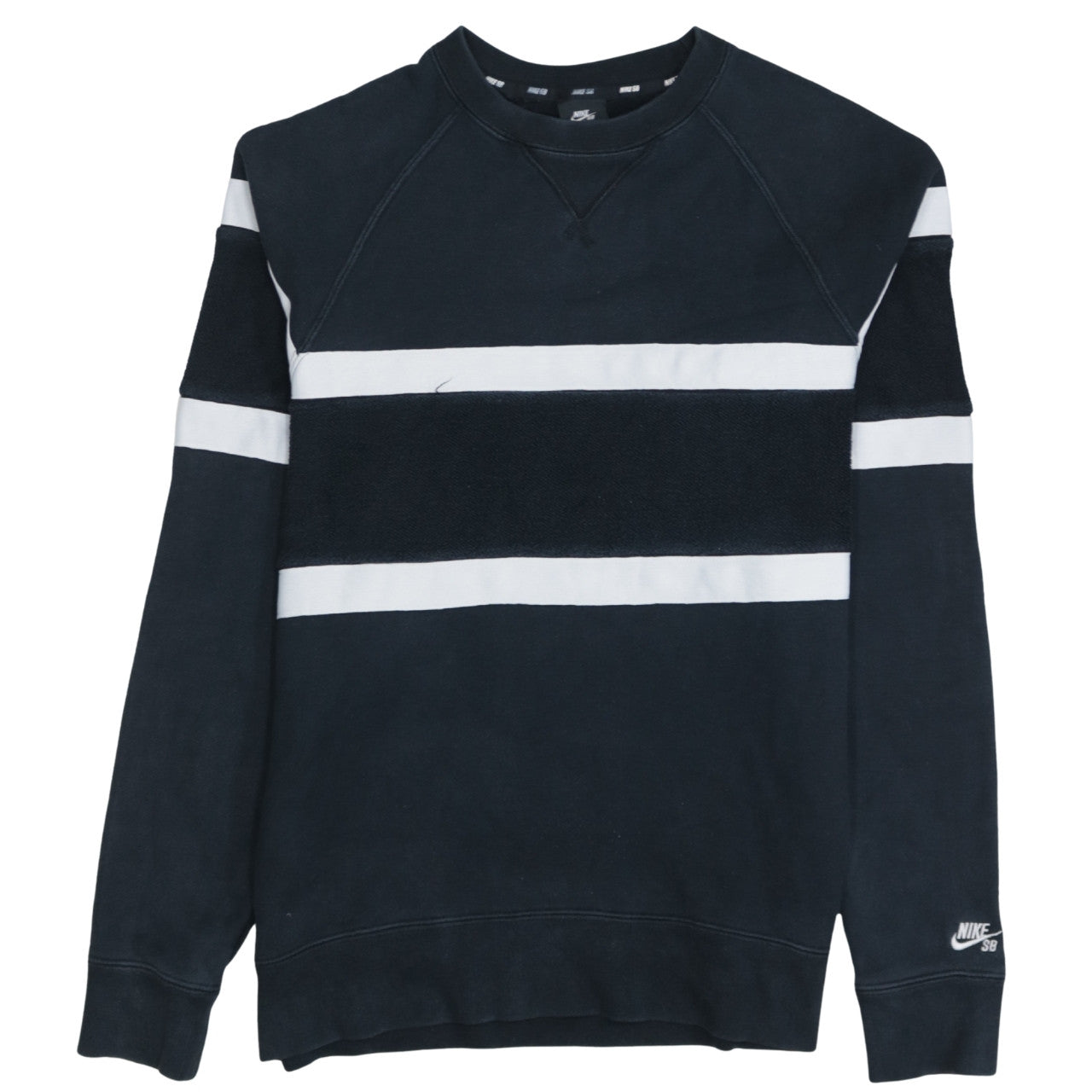 Nike SB Men's Black Striped Crew Neck Pullover Sweatshirt M