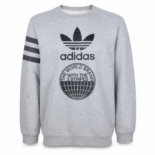 adidas Men's Grey Graphic Logo Pullover Sweatshirt M