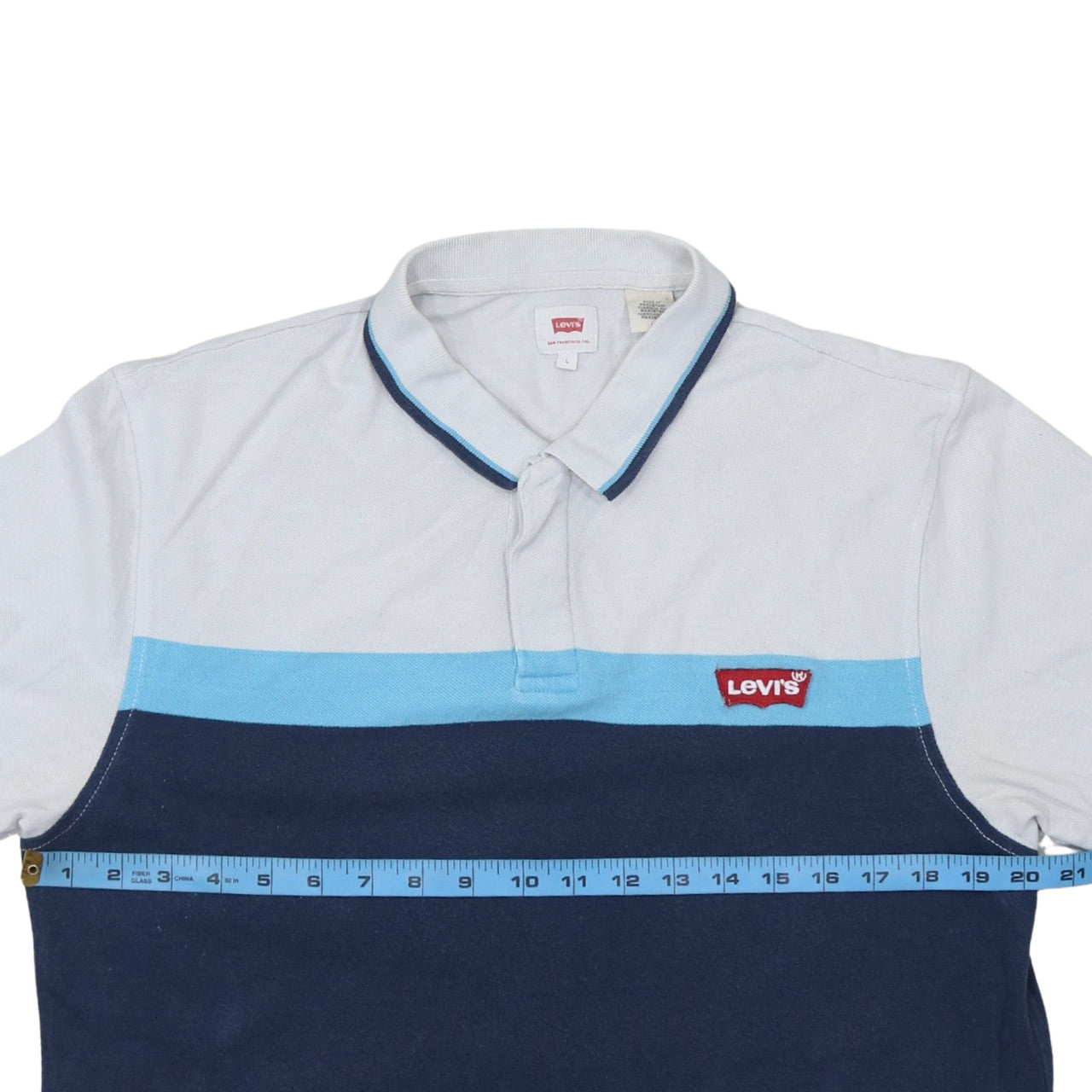 Levi's Men's Blue Colourblock Cotton Polo Shirt Size L