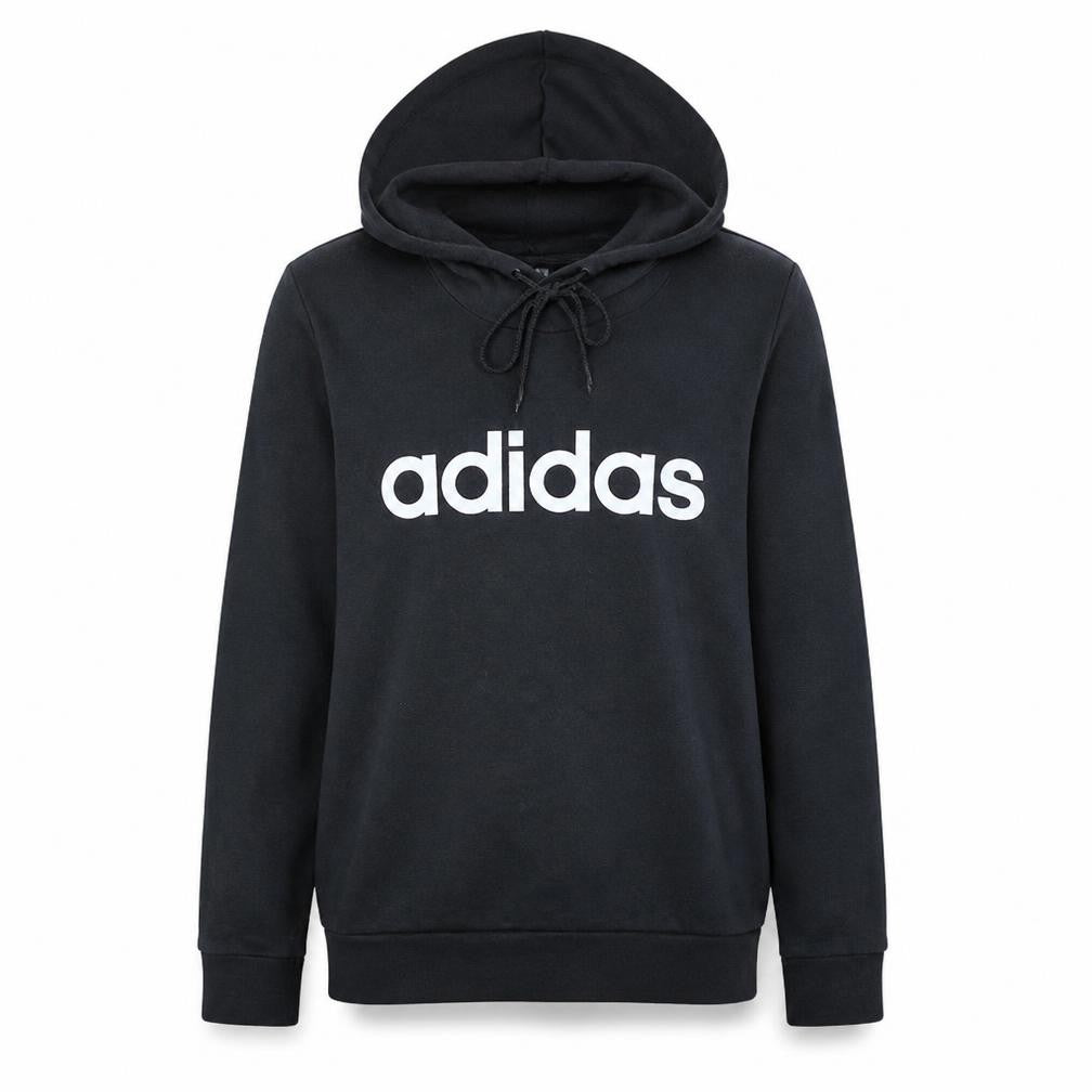 Adidas Womens Black Pullover Hoodie Size M 12-14 Cotton Blend Logo