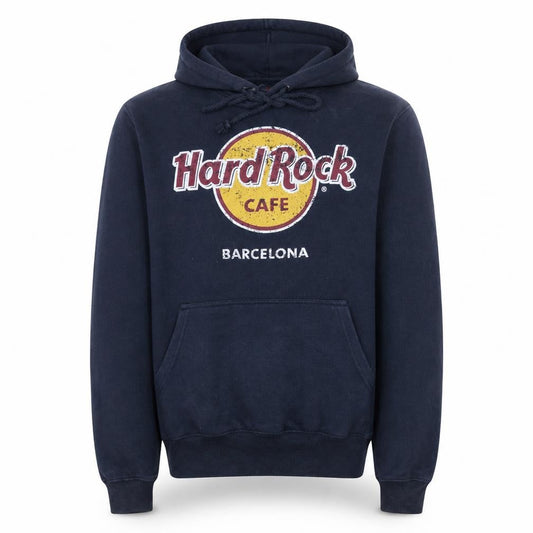 Hard Rock Cafe Barcelona Men Blue Pullover Hoodie Small