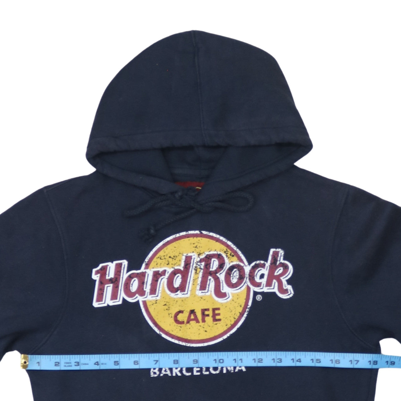 Hard Rock Cafe Barcelona Men Blue Pullover Hoodie Small
