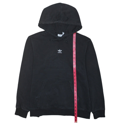 Close-up detail of Adidas women’s black, size UK 10, pullover hoodie sweatshirt