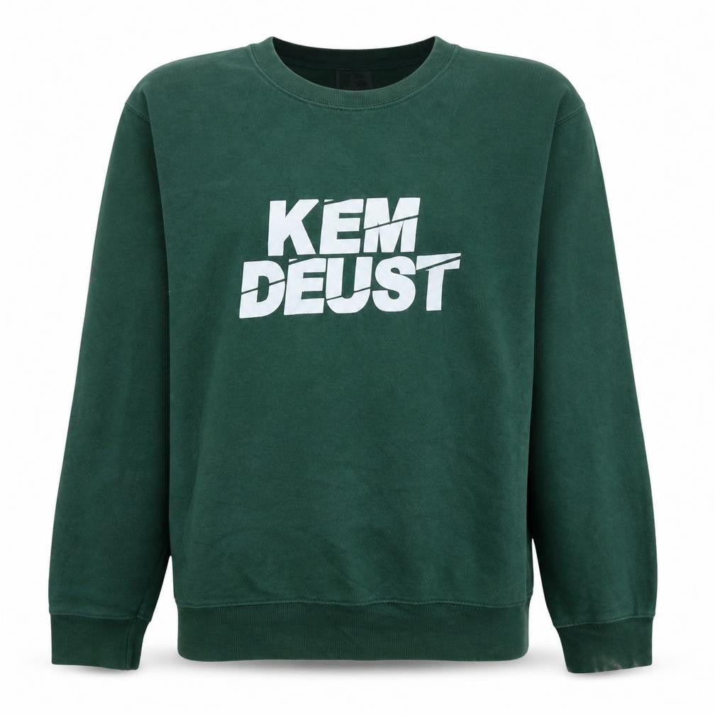 Russell Men's Green Crew Neck Graphic Print Sweatshirt S