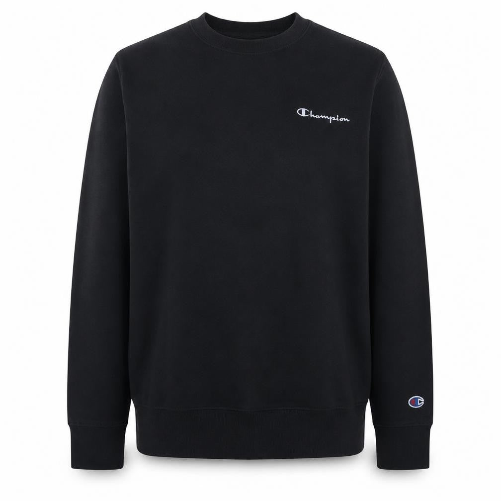 Champion Men Black L Pullover Sweatshirt Crew Neck Fleece Logo