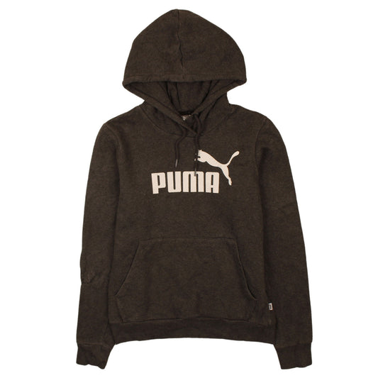 Puma Womens Black Pullover Hoodie Size 12 Hooded Sweatshirt Logo Print