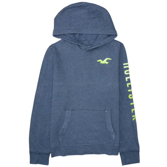 Hollister Mens Blue Pullover Hoodie XL Logo Print Casual Sweatshirt