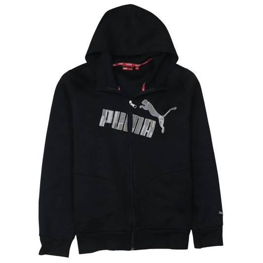 Puma Men's Black XL Full Zip Hoodie with Logo Print