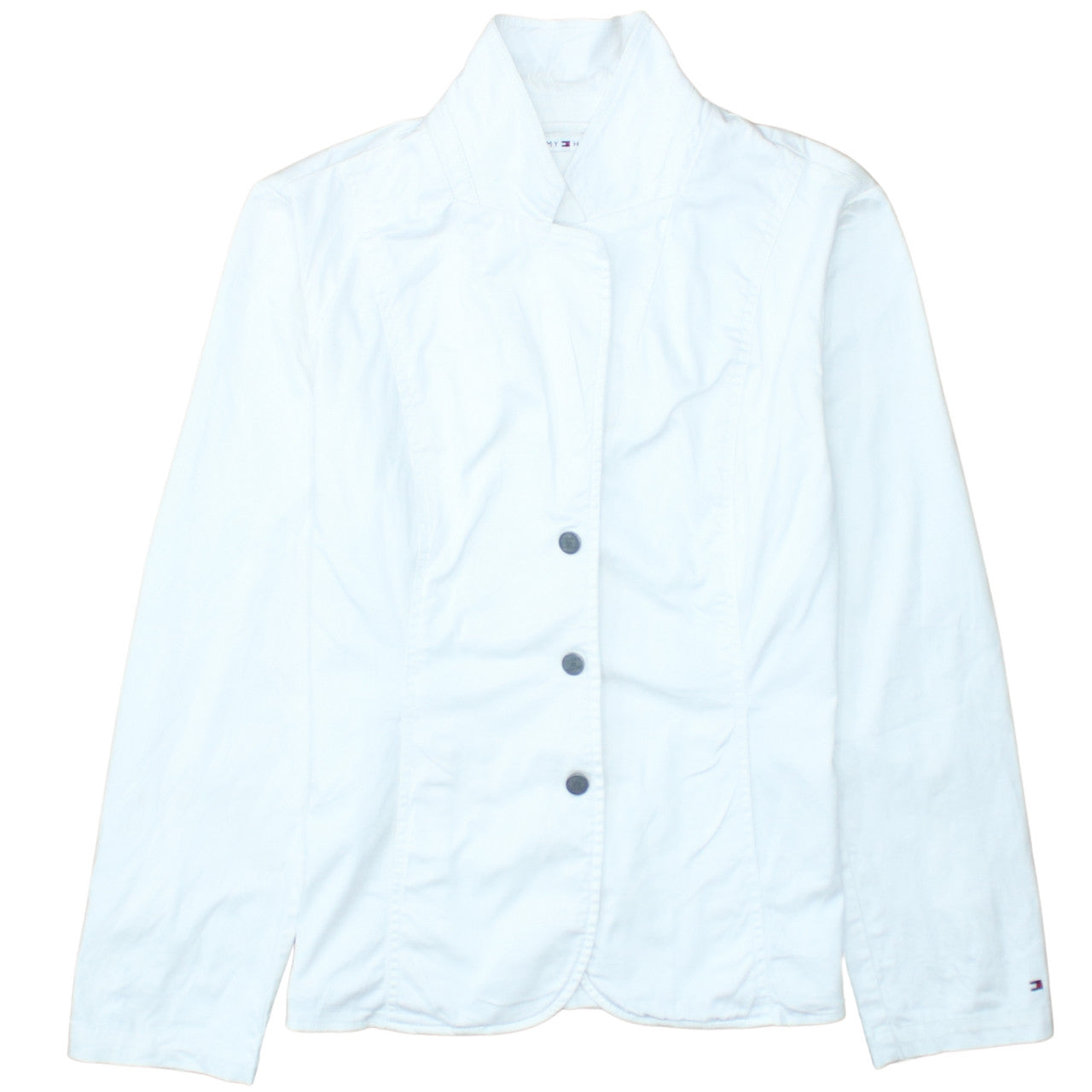 Tommy Hilfiger Women White Cotton Blend Blazer Jacket M