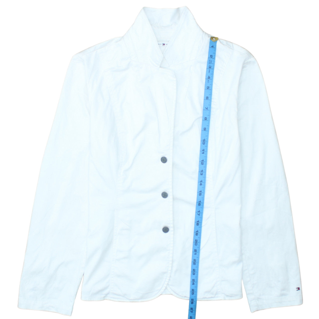 Tommy Hilfiger Women White Cotton Blend Blazer Jacket M