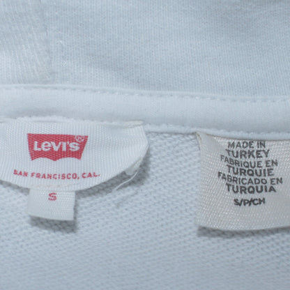 Levi's Mens White Pullover Hoodie Small Regular Fit Logo Fleece